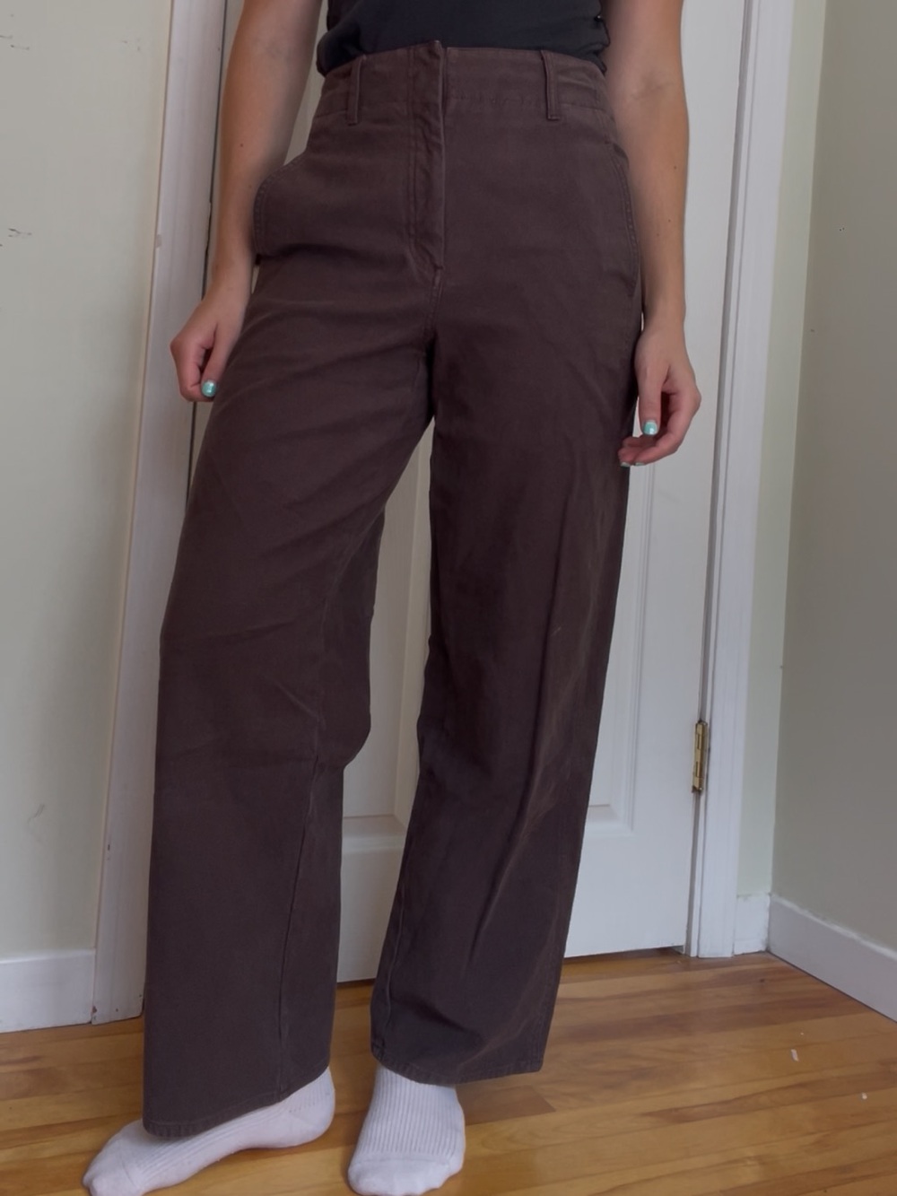 Wilfred Dark Brown High-Rise Wide Leg Pants